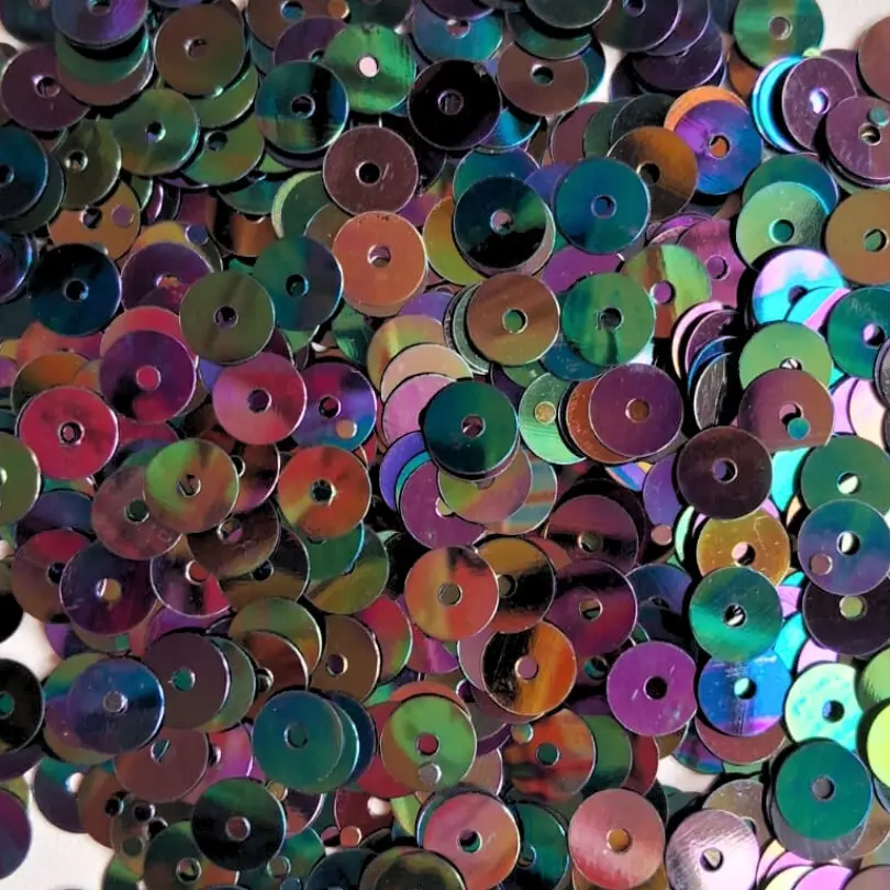 Lentejuela plana Arcoiris 6mm (Negro)