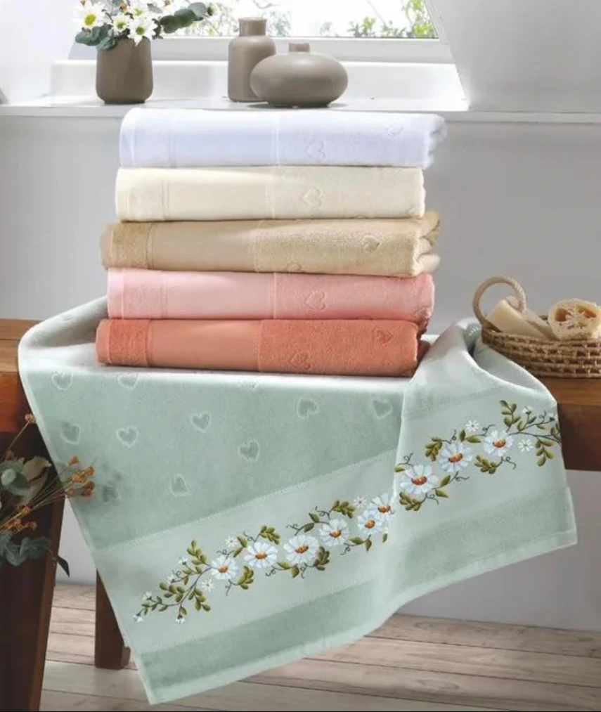 Toalla para bordar Corazón 80x50 (Blanco)